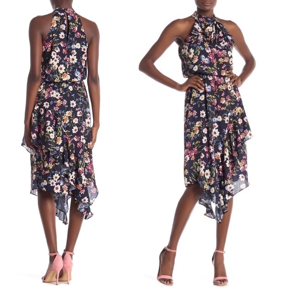 Parker High Neck Asymmetrical Maxi Dress - Picture 1 of 6